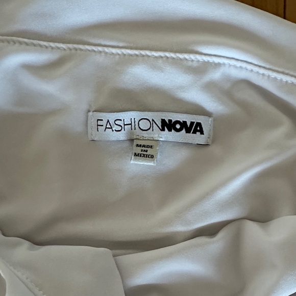 One-Shoulder Ruched White Midi Dress - Picture 3 of 3